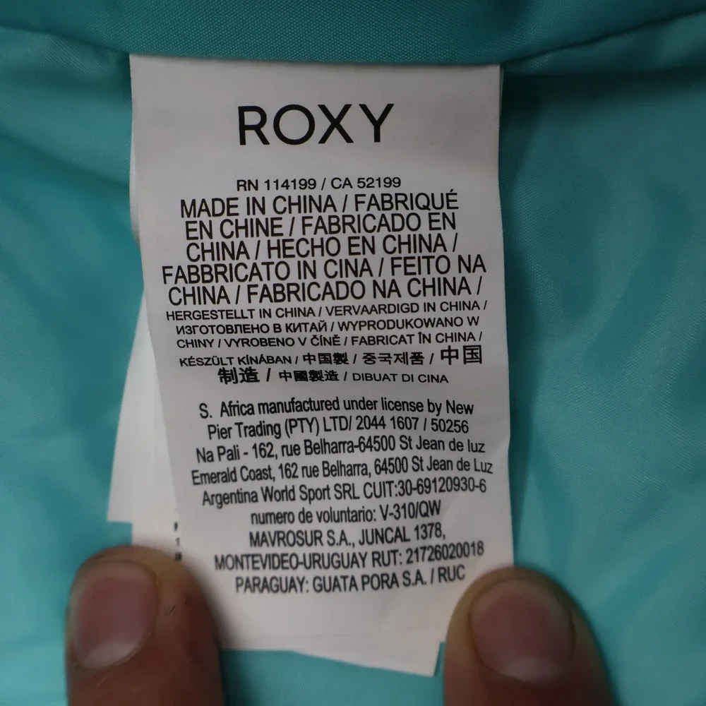Roxy Jacket Womens XL Blue Floral Faux Fur Hood DryFlight Waterproof Full Zip